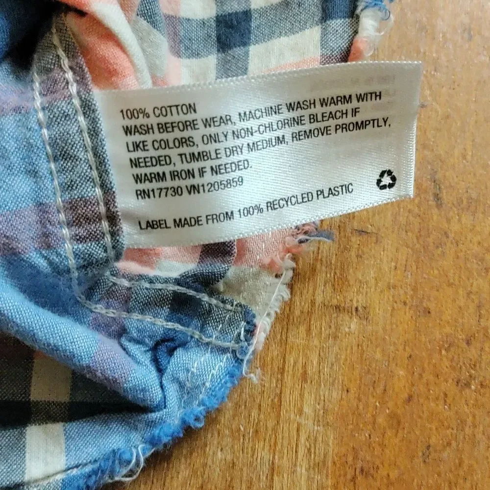 Oshkosh Shirt 3T Plaid Button Down Pink Blue Cotton Easter Spring